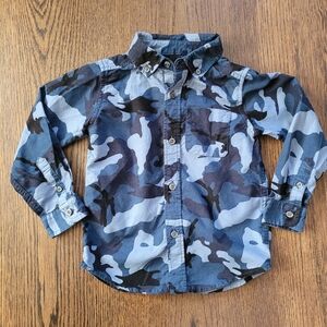 The Children’s Place Blue Camouflage Button Down Long Sleeve Top Size Boys 3T